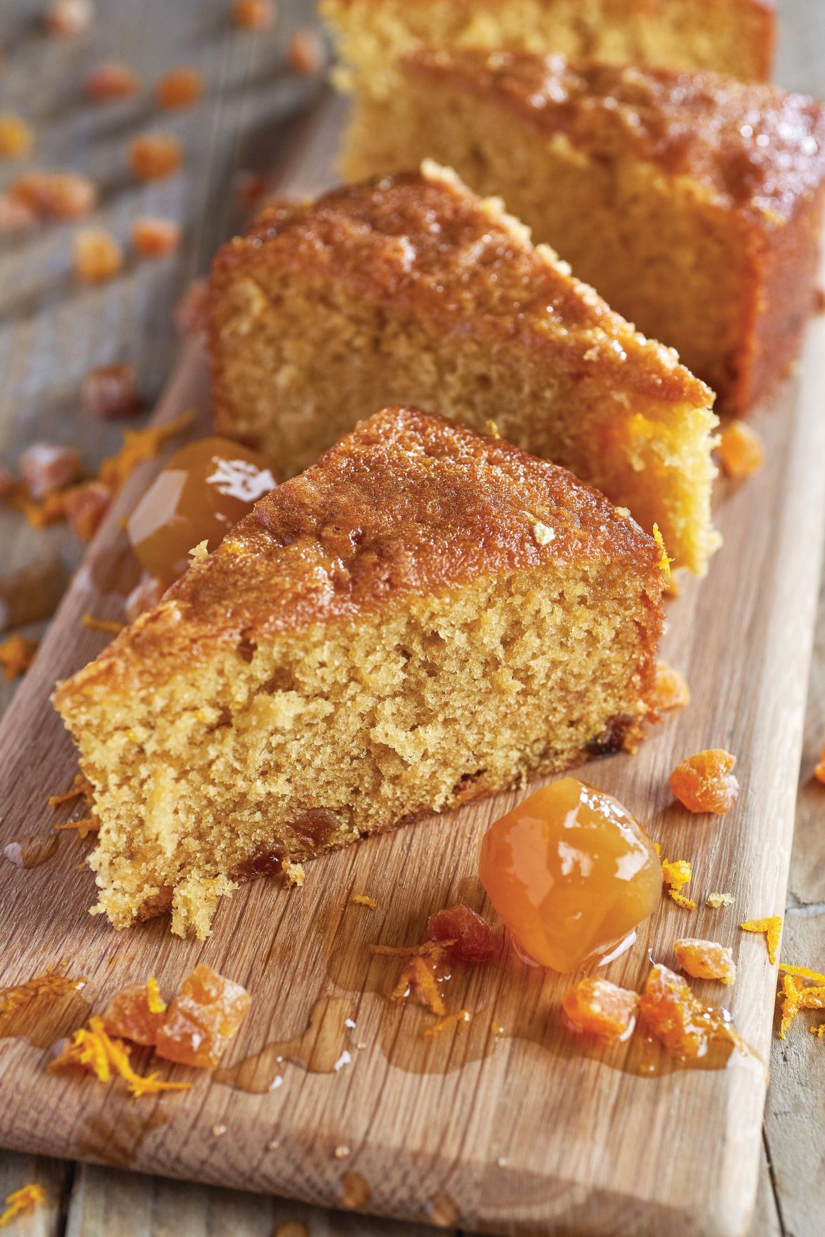 Apricot orange and stem ginger cake